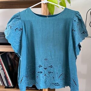 Blue Eyelet Blouse